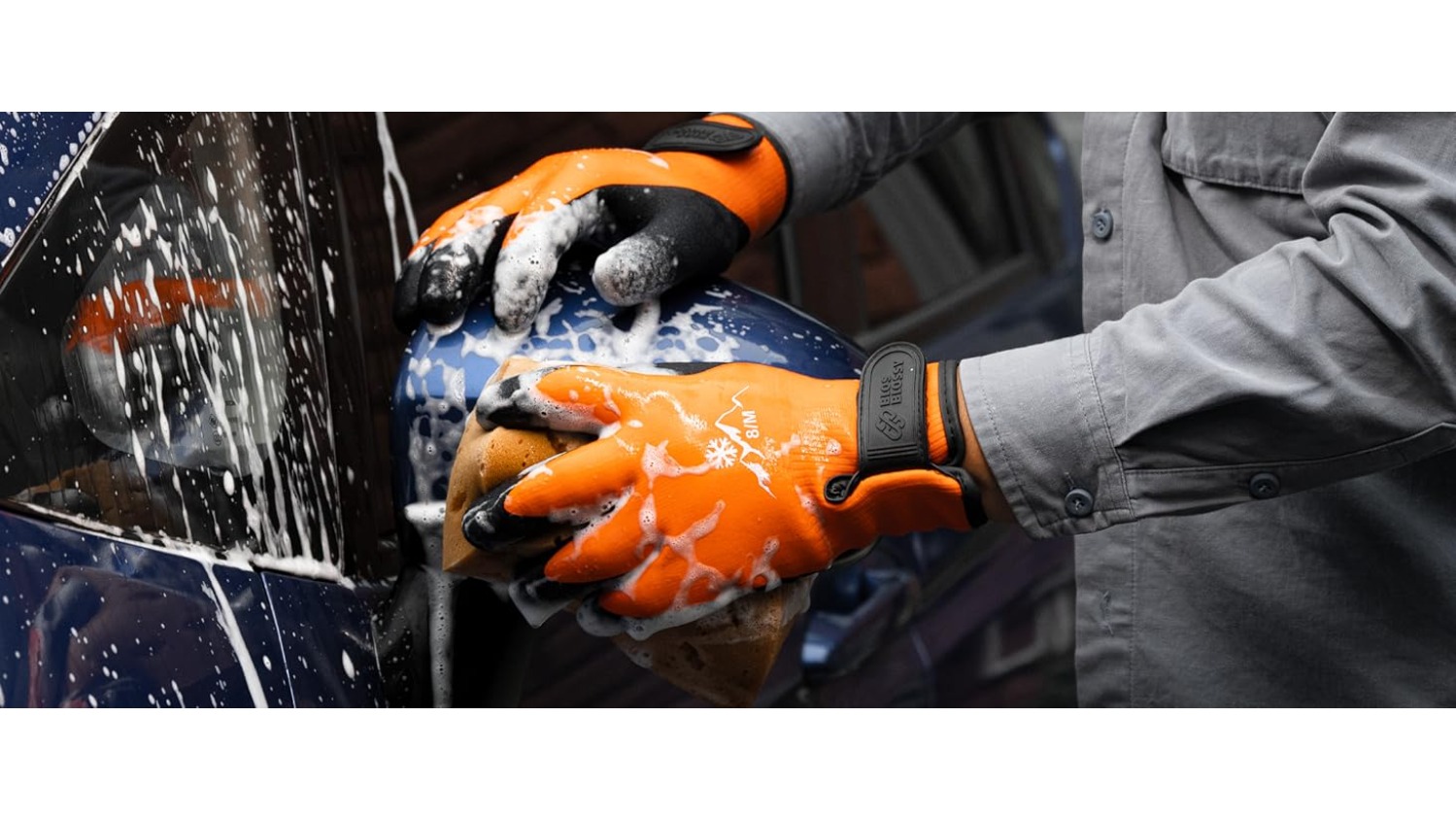 Gants de travail d'hiver thermiques et isolés, imperméables pour hommes et femmes - Gants de congélateur pour temps froid avec compatibilité écran tactile, antidérapants, doublure en nylon et polaire, lavables en machine, bleu (moyen) pour la construction, la pêche, le jardinage, les activités de plein air