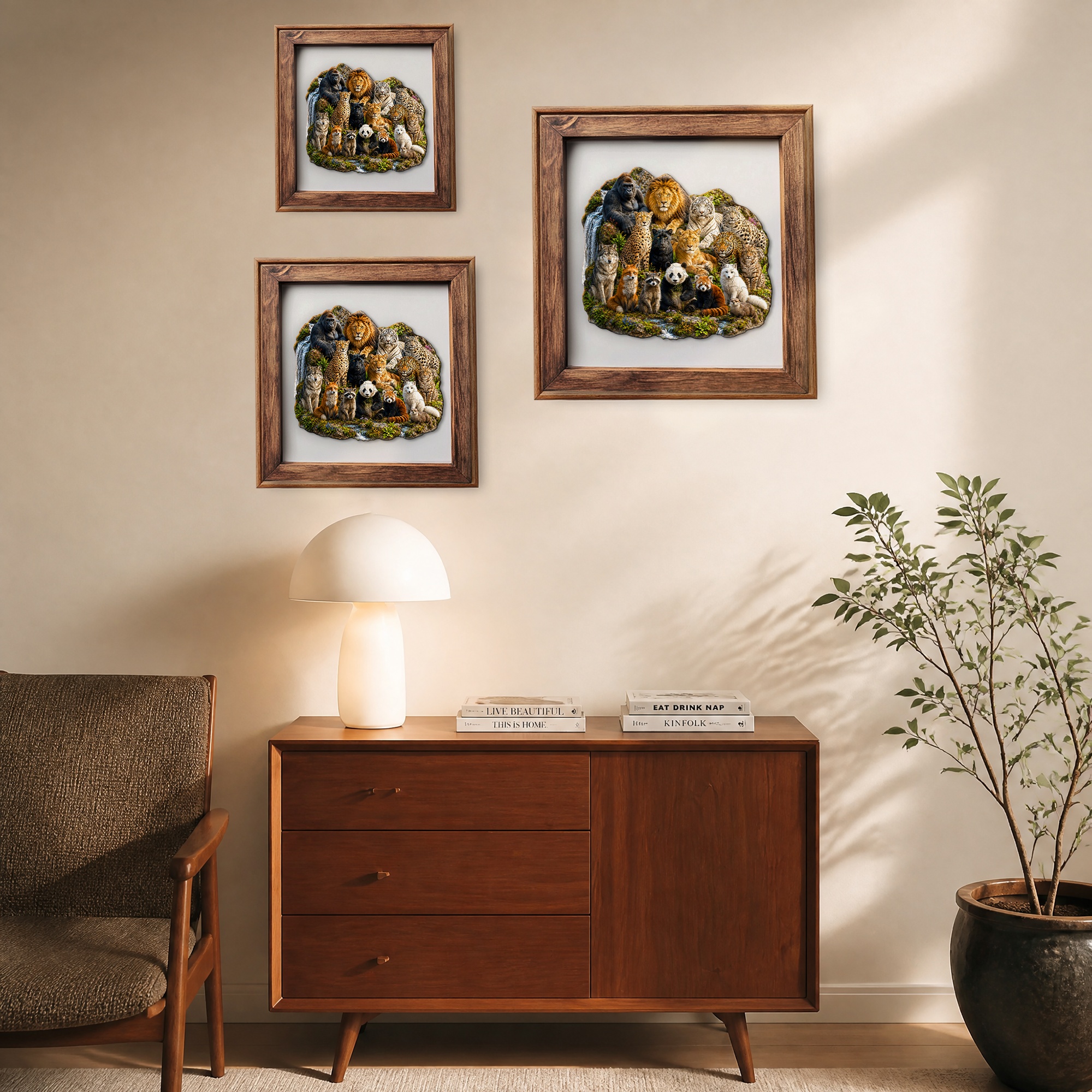 Wild Animal Family Flat Wooden Puzzle for Children