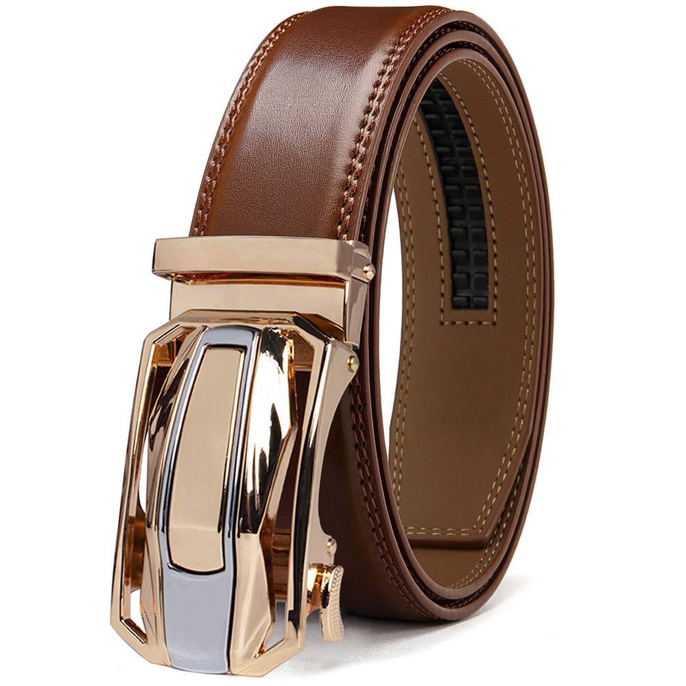 2-Pack Men's Adjustable Ratchet Leather Belts 1 3/8" Wide, Multiple Color Combos, Sizes 26"–54