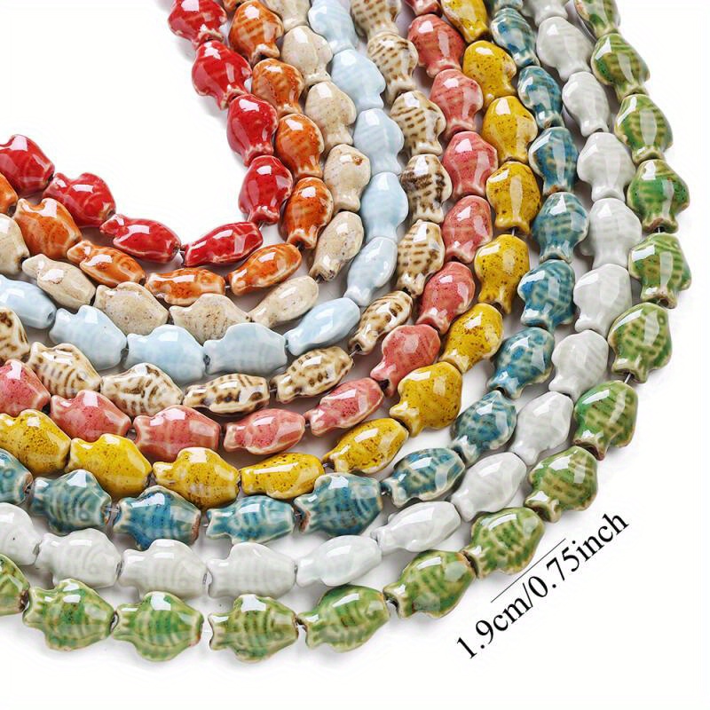 10pcs Handmade Ceramic Fish Beads for DIY Bracelets