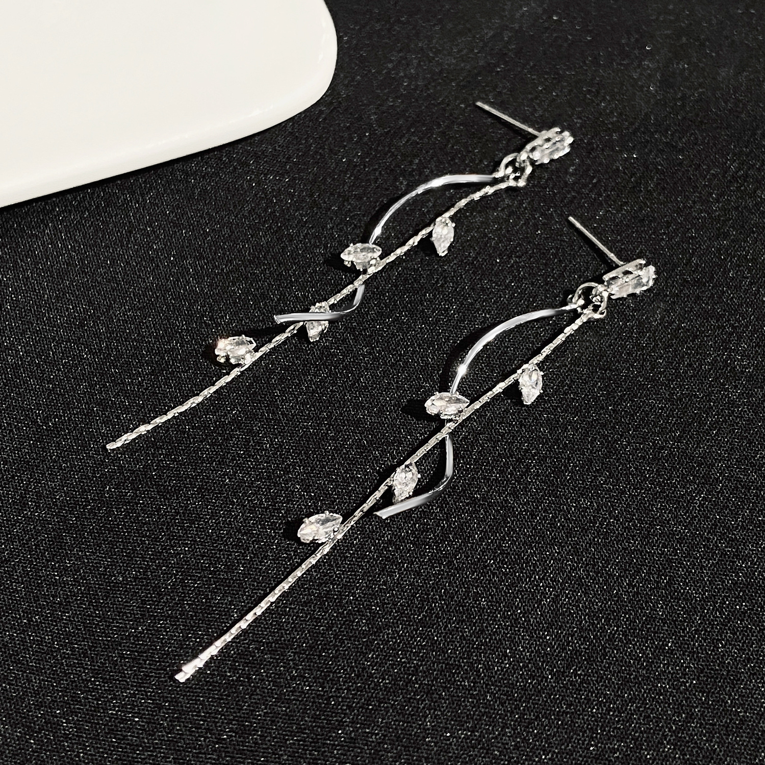 Exquisite Tassel Earrings with Synthetic Zirconia, Elegant Design