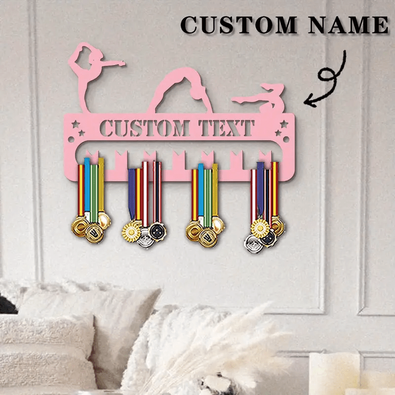 TEMU Porta targhetta in legno personalizzata, espositore per medaglie di ginnastica, per premi di , decorazioni per camere da letto e soggiorni,