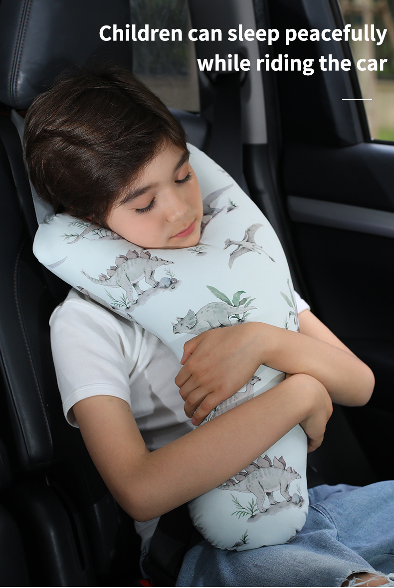 Kids Car Neck Pillow, Y-Shaped Safety Belt Travel Cushion, Adjustable Shoulder Pad, Question Mark Design Long Drives, Train, Airplane- Polyester Fiber, 1-Pack