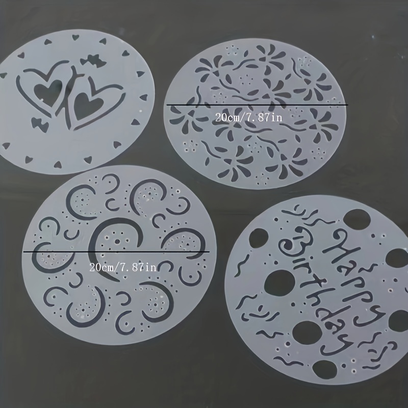 Image of 4pcs Cake Stencil Cake Decorating Mold, Plastic Stencil Spray Cake Mold, Side Baking Mesh Stencil, Suitable , Square Candy, Desserts, Baking Tools, Kitchen Accessories