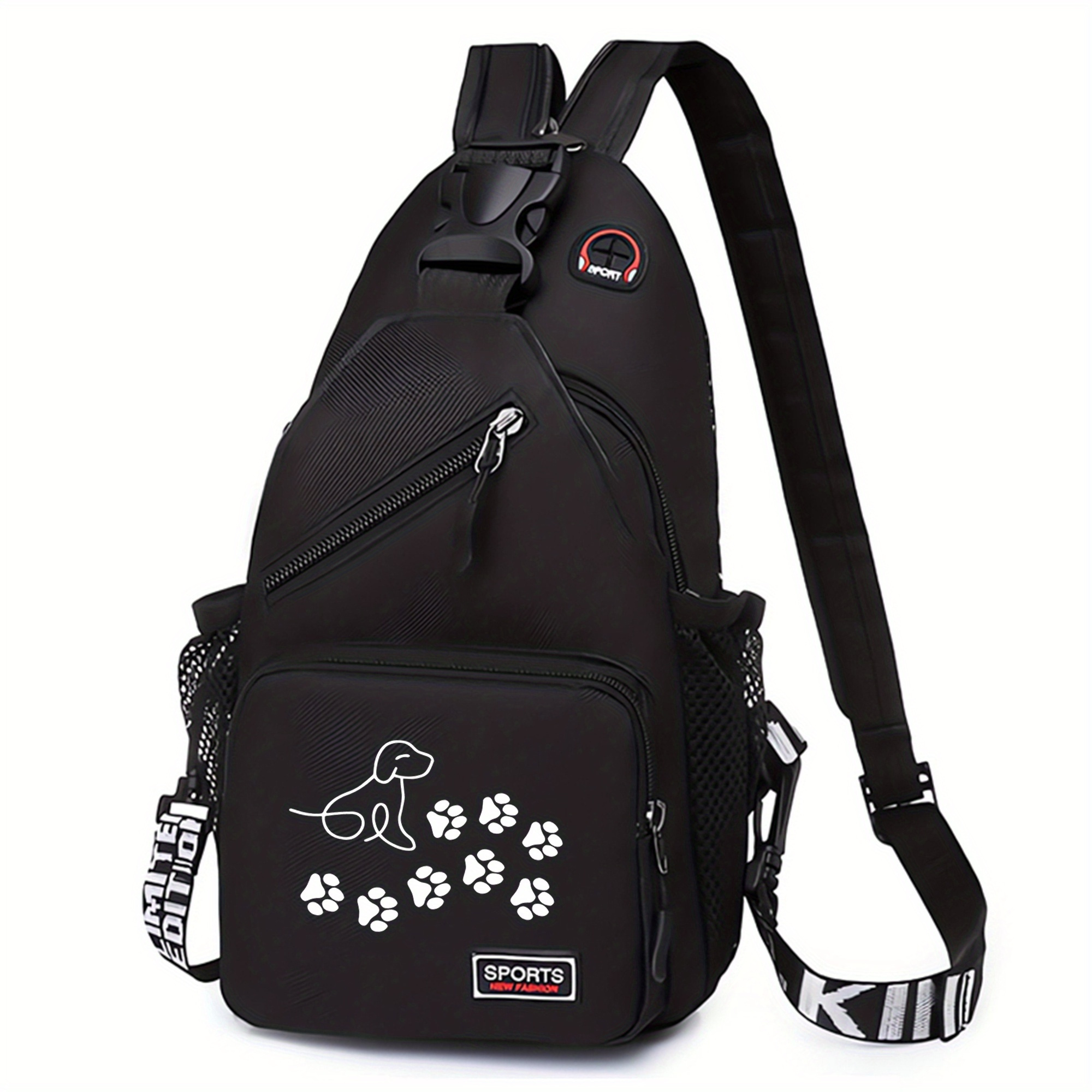 TEMU 1pc Sac banane imprimé silhouette de chien et , sac bandoulière polyvalent grande capacité pour sports air décontractés. Idéal voyage extérieur