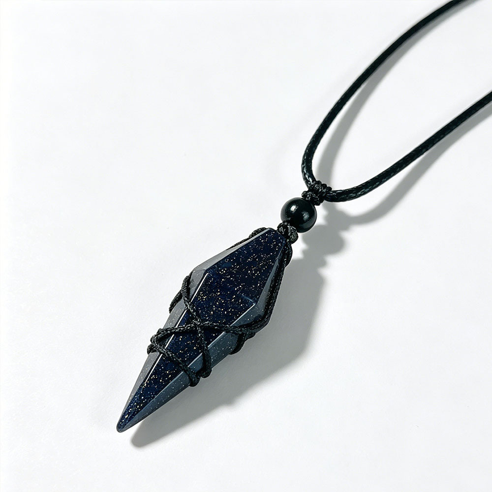 Starry Sky Blue Sand Obsidian Pendant Necklace for Couples