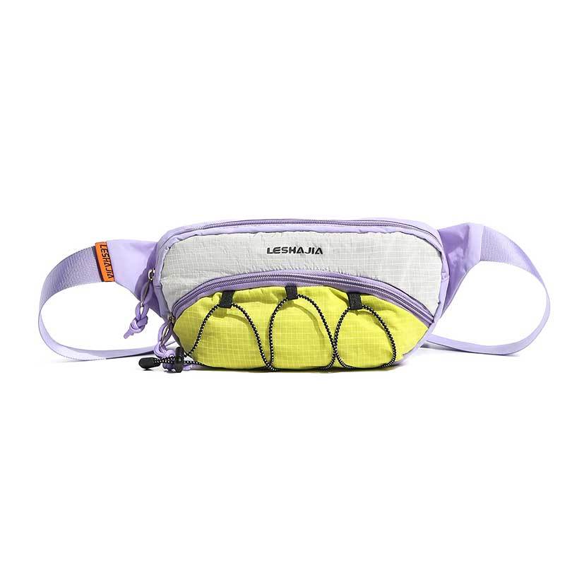 Outdoor Techwear Color-Block Mesh Waist Bag, Multi-Layer Storage