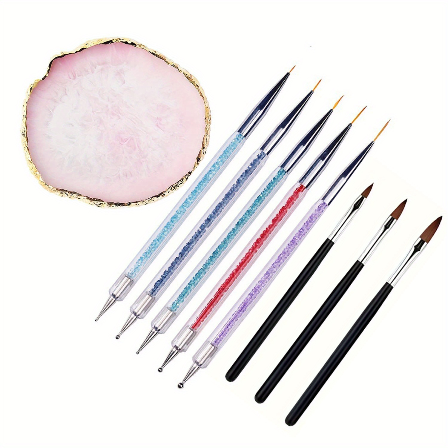 

9 Brushes For Gel Art Dotting Gel Painting Mixing Art