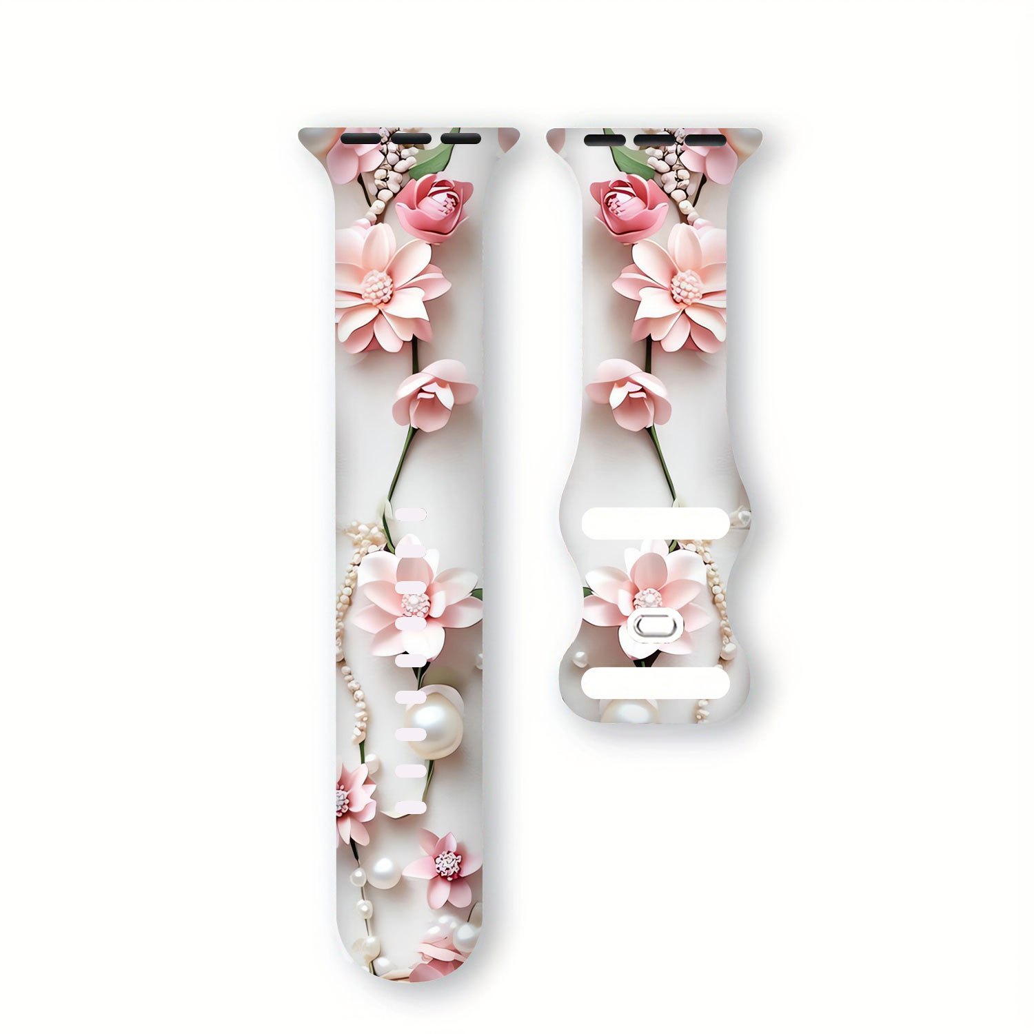 TEMU Smartwatch Strap | Designed For Iwatch | Fits /2/3/4/5/6/7/8/9/10/11/ultra/se And Sizes 38/40/41/42/44/45/49mm | Pink Floral Pattern | Sports