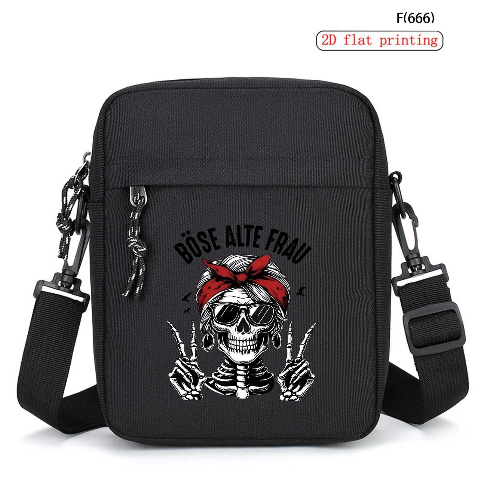 Image of 1pc Minimalist Versatile Skull Print Crossbody Bag, Multifunctional Large-capacity Shoulder Bag, Phone Pouch, Suitable For Daily Commuting Use, Ideal As A Gift