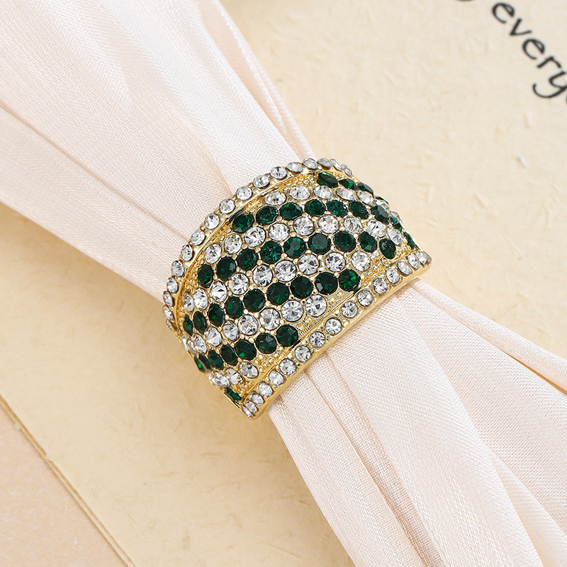 Women's Luxurious Wide Band Ring with Green Synthetic Zirconia