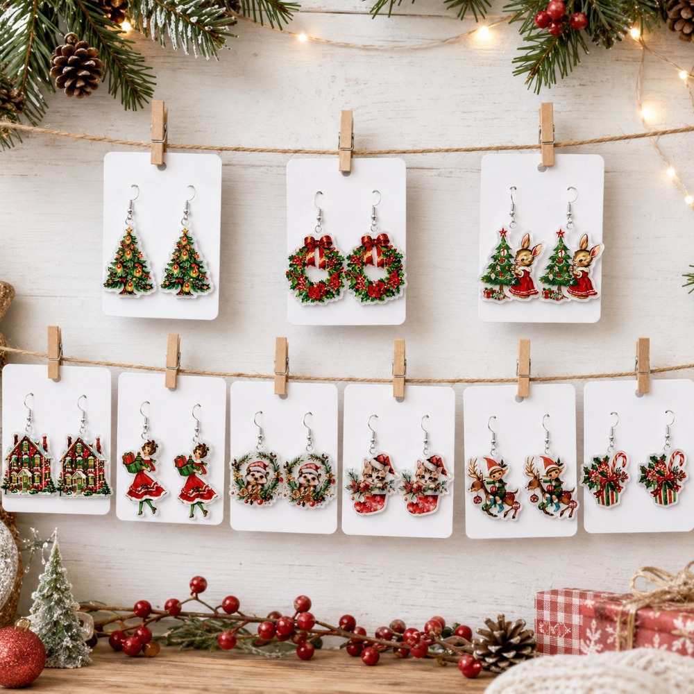 18pcs Women's Christmas Earring Set, Cute Holiday Accessories