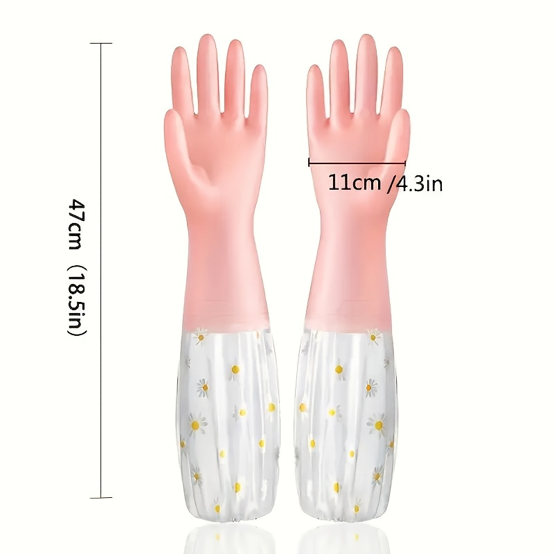 1 pair pvc waterproof cleaning gloves lightweight non slip alcohol free for kitchen bathroom living room bedroom multi functional household gloves essential for home use details 2