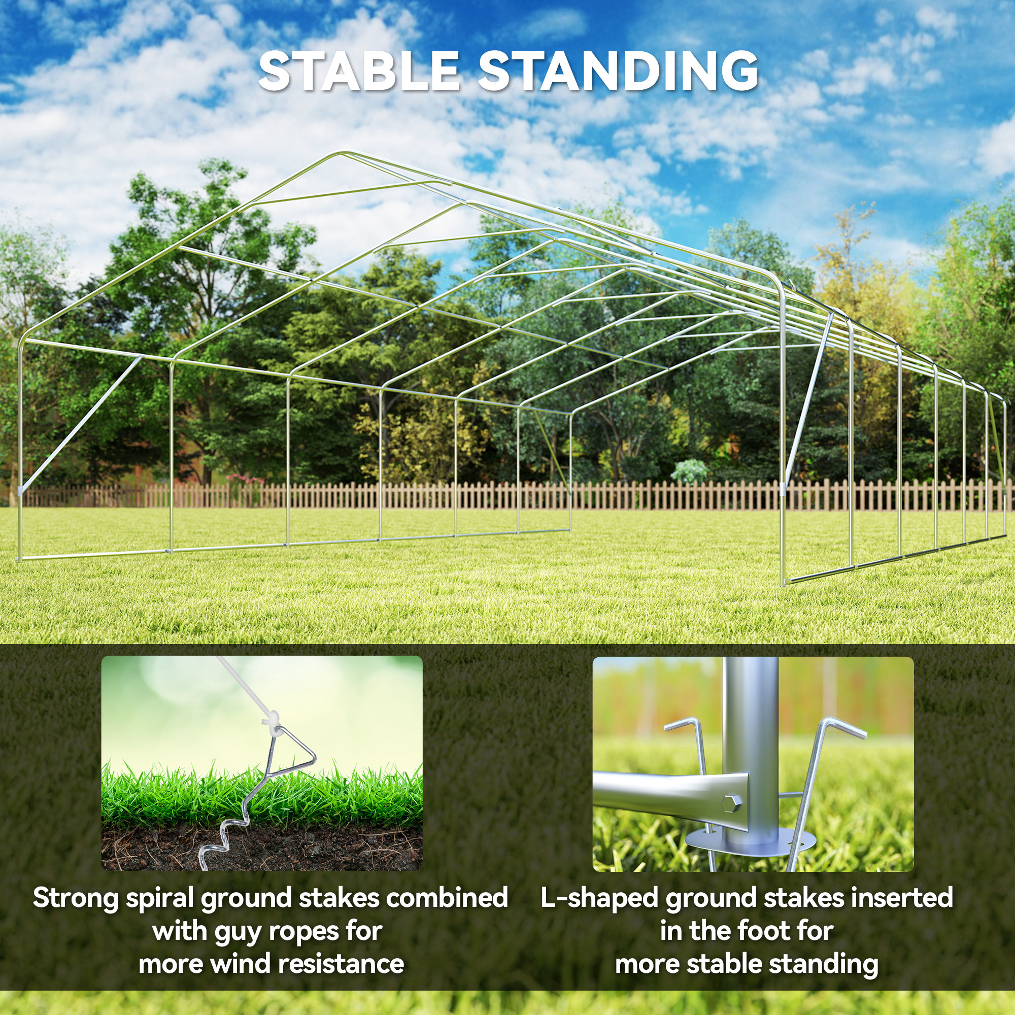 23 x 39 large outdoor carport canopy party tent with removable protective   windows white Product details 4
