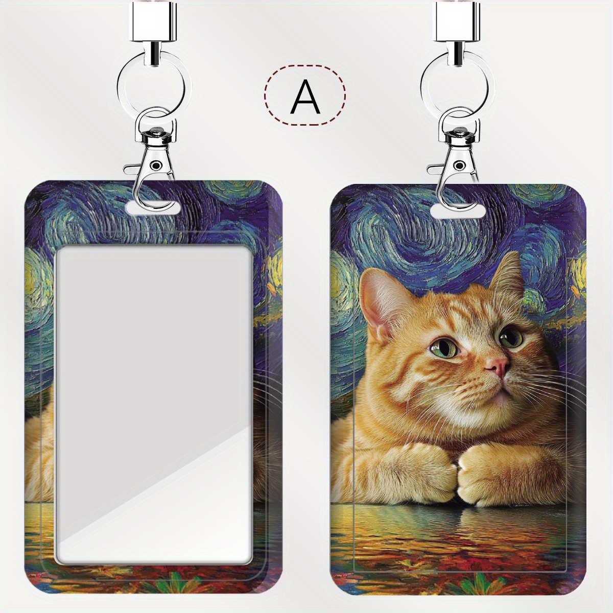 TEMU Porta tarjetas 2D de 1 pieza de la serie de gato naranja para médicos y enfermeras, adecuado para tarjetas de autobús y tarjetas de