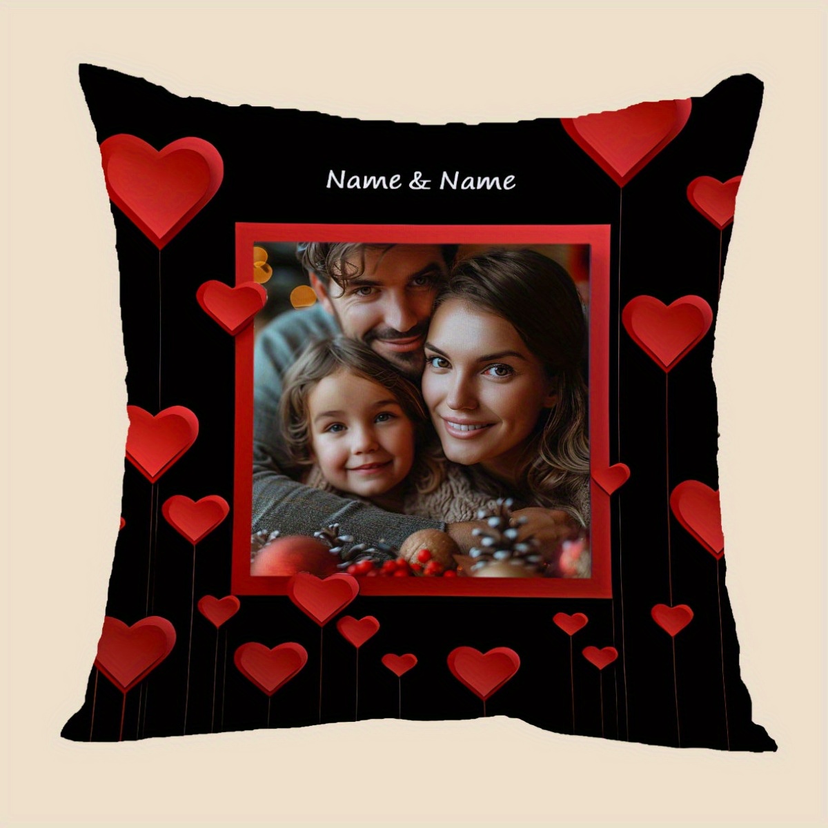 TEMU [" Personalizzabile] Personalizzata a Forma di Cuore con Foto - Stampata su Un con Motivo Fotografico , Materiale in Fibra di Poliestere, Regalo