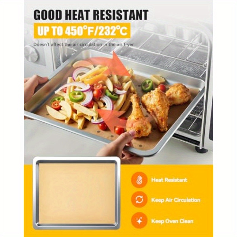 154pcs paper liners compatible with     26qt extra large air fryer toaster oven accessories100pcs unbleached parchment paper 50pcs disposable liners with holes 4pcs reusable baking mats, kitchen essentials, cooking accessories, nonstick liners, heatresistant paper, durable liners,   material, baking sheets, cooking liners, meal preppers, home bakers Product details 2