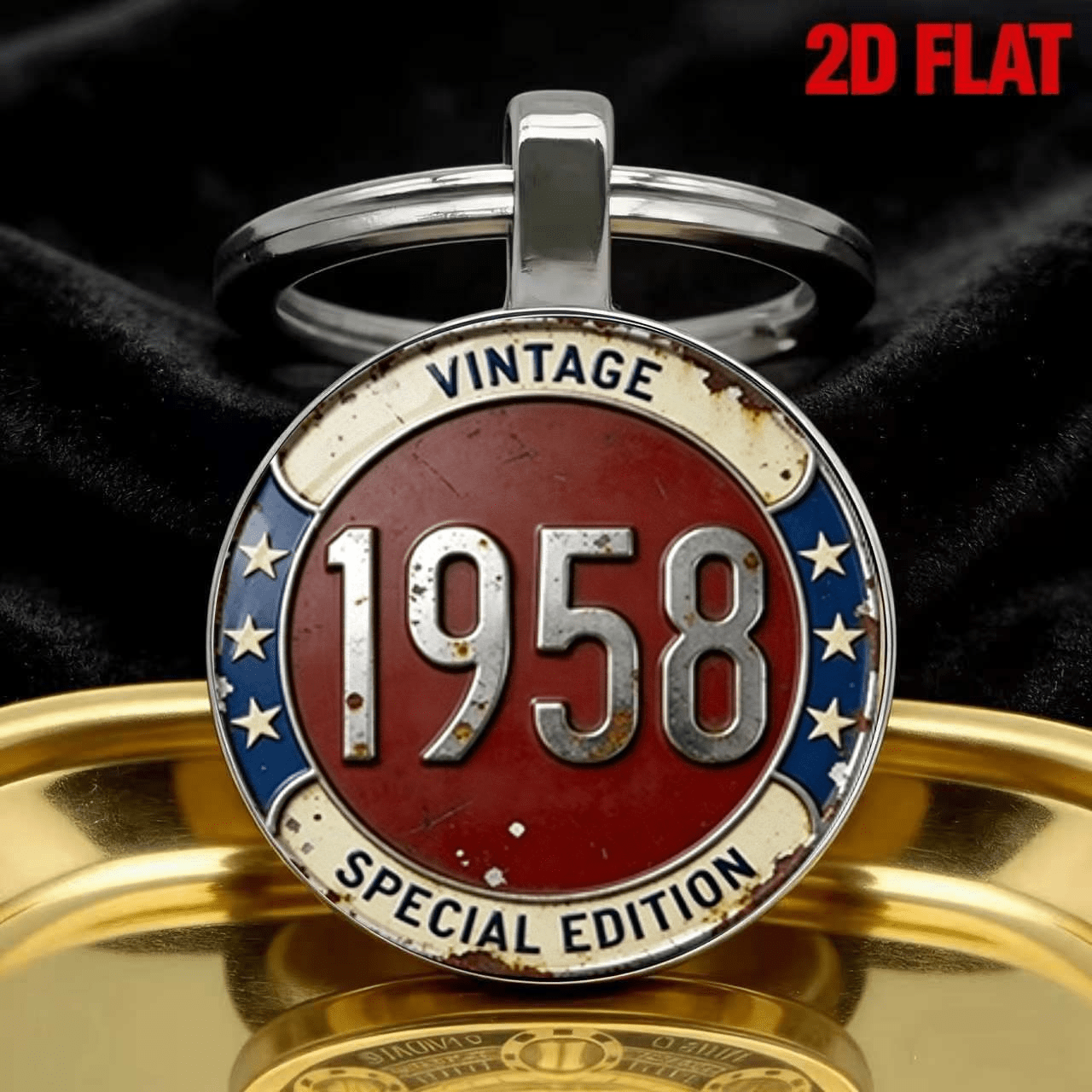 TEMU 1pc, Vintage 1958 Key Chain, Suitable For Backpack Pendants, Wallet Decorations, Daily Wear Additions, Keychain Pendants, Father's Day, ,