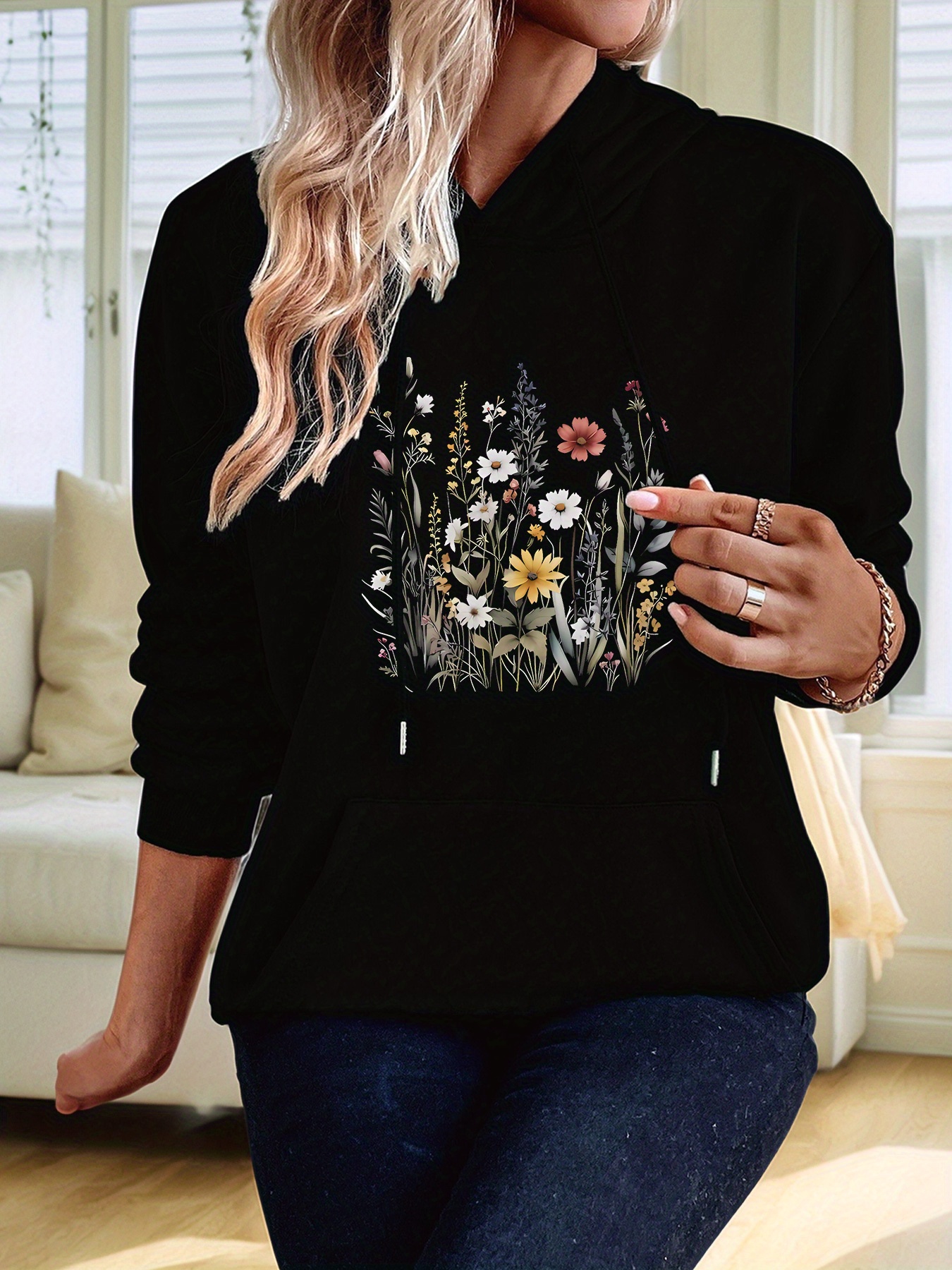 Women's Cozy Textured Hoodie Sweater - Loose Fit, Long Sleeve, Lightweight, Casual Fall Tops With Pocket