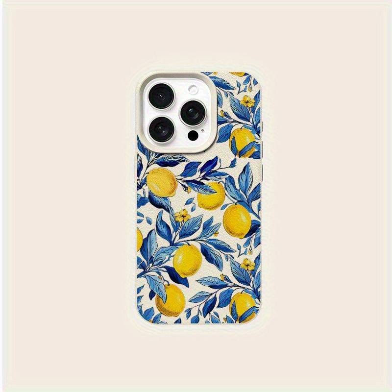 TEMU Phone Case: 1 Full-screen And Lemon Pattern White Lychee Texture Phone Case, Suitable For Iphone 16/15/14/13/12/11 Pro , 12 Pro, 13 Pro Max, 14