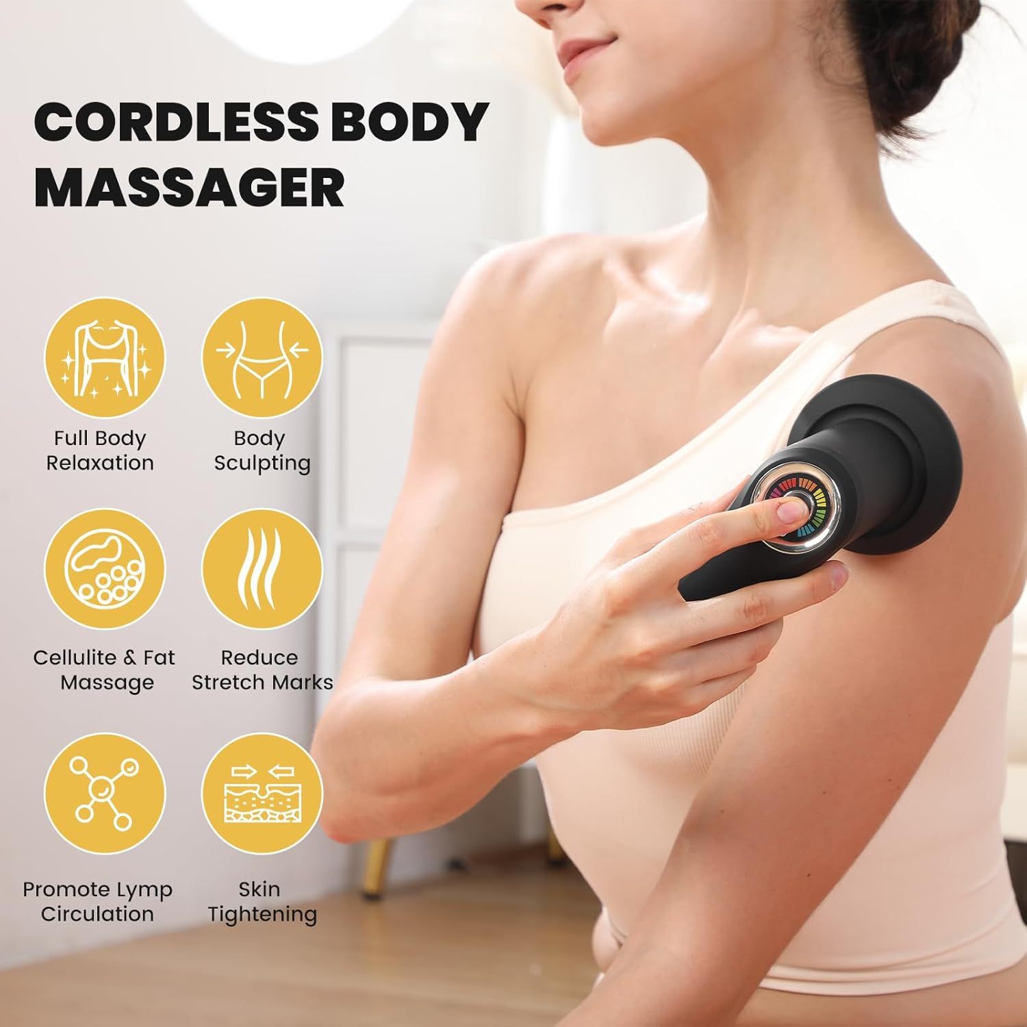 New Multifunctional Electric Body Fat Massager, Handheld Body Shaper with LCD Display and 5 Massage Heads, for Body Relaxation, Sculpting Good Physique, Suitable for Abdomen, Legs, Waist, Neck, Best Choice for Valentine'S Day, Suitable for Home and Gifts