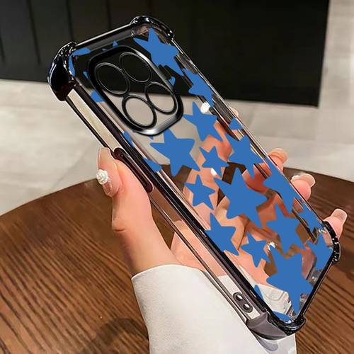 handyhülle: handyhülle passend für xiaomi 17t/17t pro/15t pro/15t/15, galvanisierte hochwertige transparente stoßfeste schutzhülle mit vier vorstehenden ecken, tpu-schutzgehäuse, blaues sternenmuster