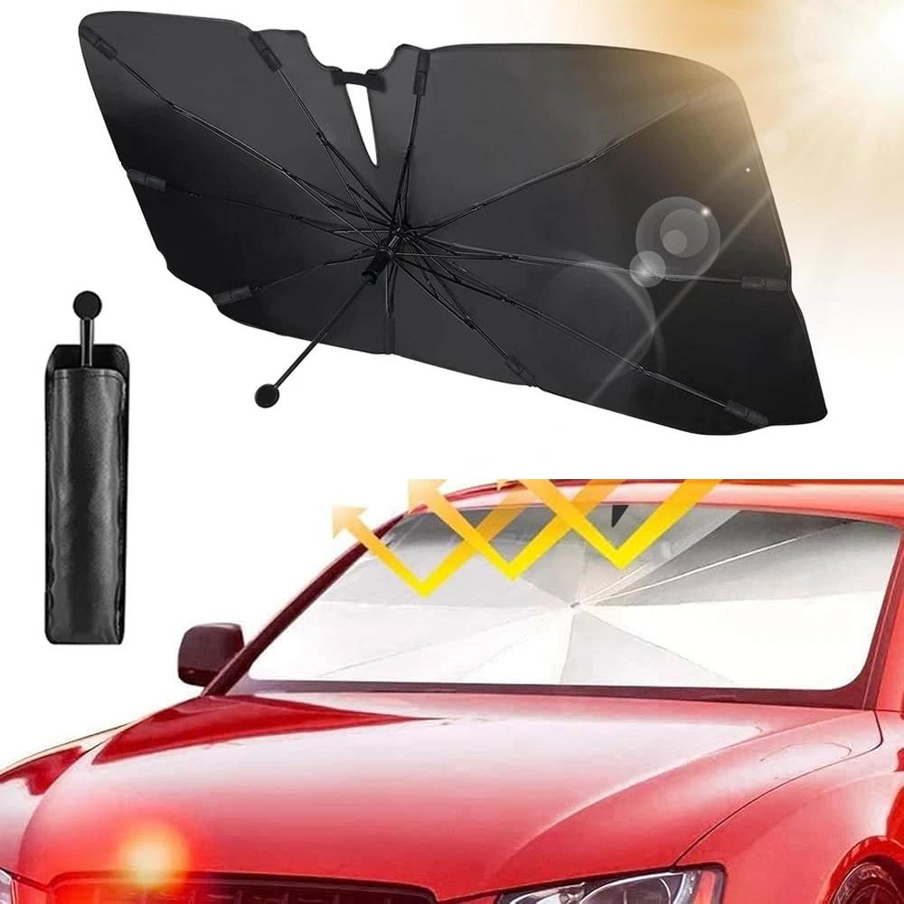 Car Windscreen Parasol With 360 Degree Rotating Handle Carbon Fibre Skeleton Sun Protection