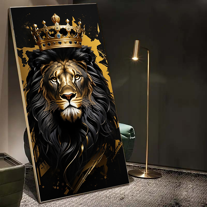 

1pc Lion With Canvas Art Print, 23.62x47.24 Inches - , For Living Room & Bedroom, Contemporary Style, Vertical Wall Art