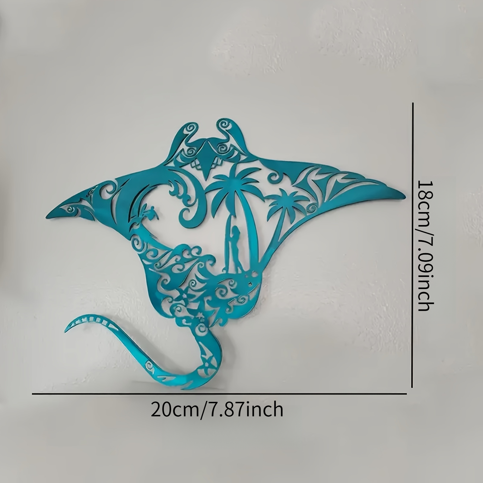 TEMU Plat 2D, Plat 2D - 1 pièce d'art mural en acrylique, artisanat en acrylique, de , requin marteau, tribal, surf, planche de surf, poisson,