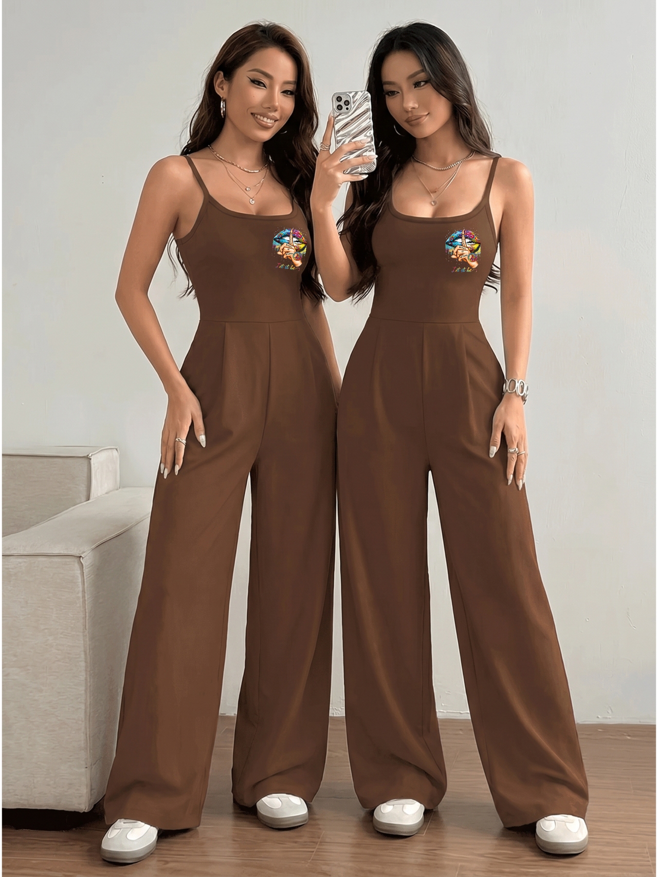 suspender high waisted pants sold on Temu United States