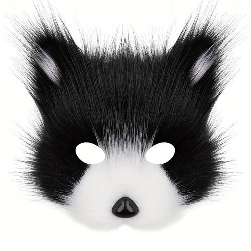 realistic fox face mask half face furry animal headgear ears lifelike cosplay costume for halloween themed parties role play comfortable durable fox for s