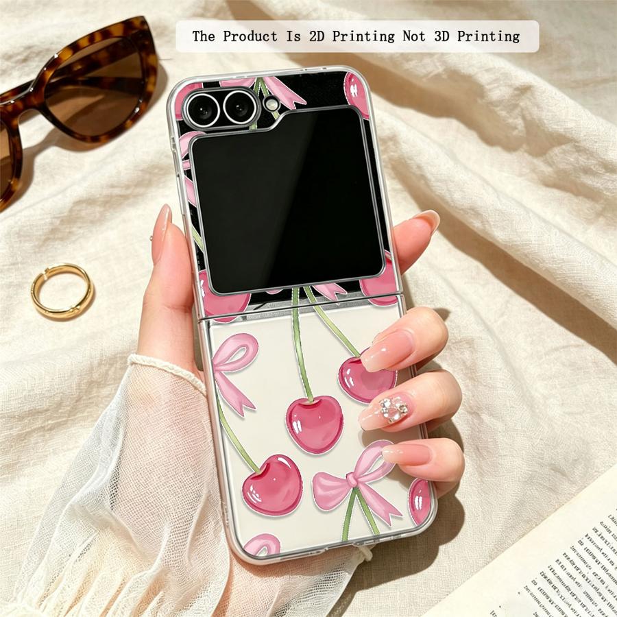TEMU Phone Case: 2d Printing Case Suitable For For Galaxy Z Flip 8 Z Flip5 Zflip7 Fe 7 6 5 4 3 Zflip4 Phone Cover Watercolor Cherry