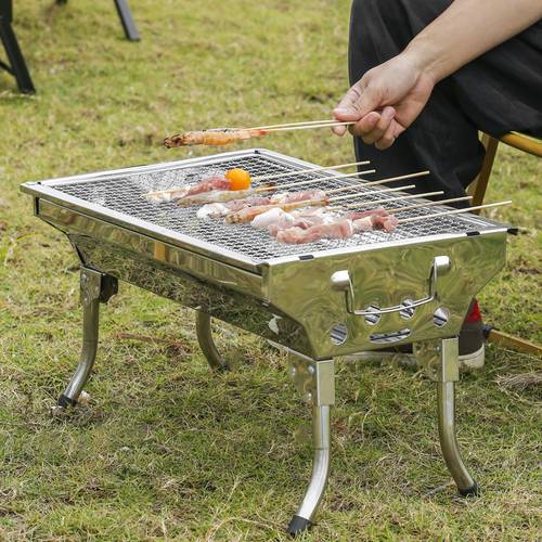 1pc multifunctional small foldable portable grill outdoor camping picnic barbecue tool small barbecue stove for home balcony charcoal barbecue equipment for park easy to carry with