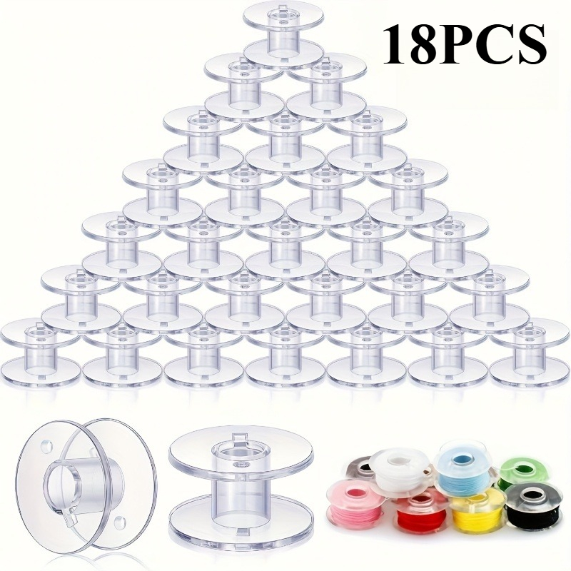 TEMU 18/36/68/88/108 piezas de de plástico HAIRK, accesorios de costura, transparentes multifunción universales, carretes para máquina de coser,