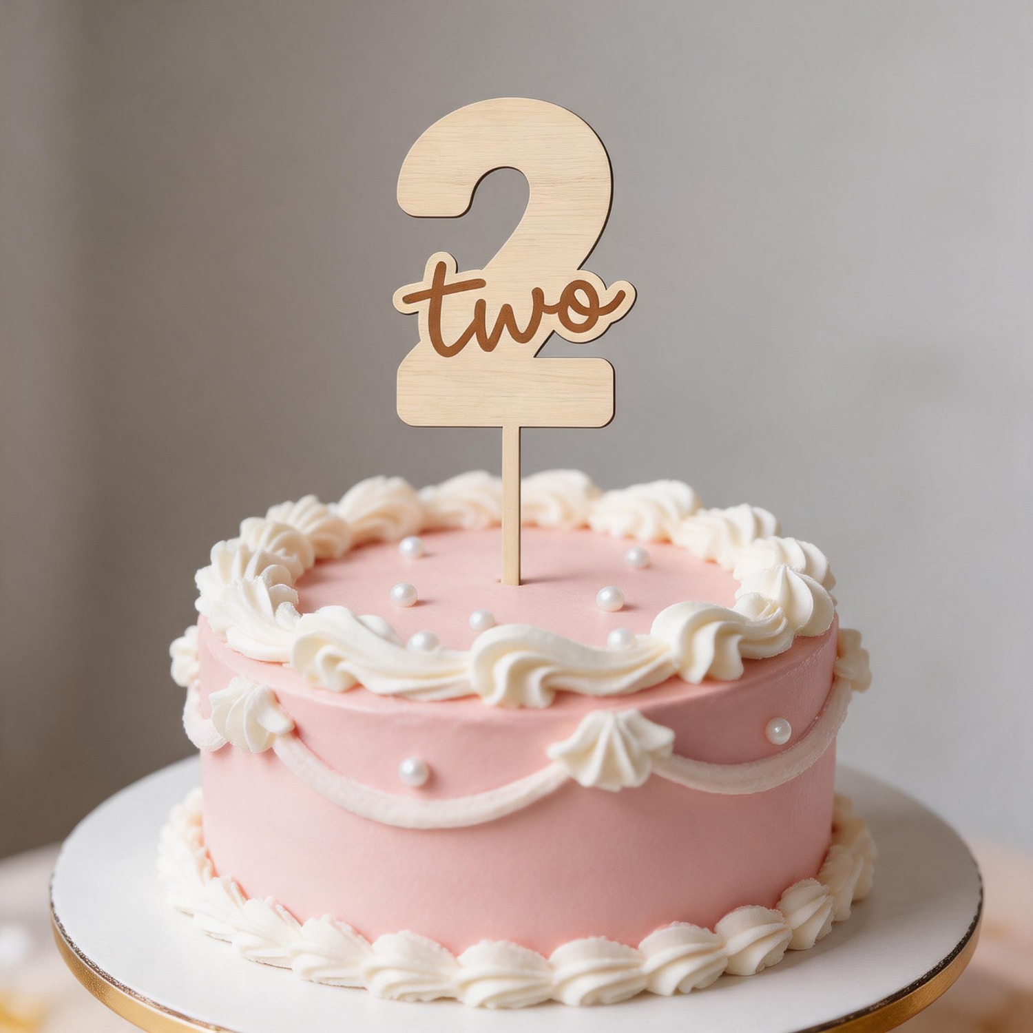 TEMU 1pc Wooden Number 2 Cake Topper, 2nd Birthday Cake Decor For Toddler Boy Girl, Wood Cake Insert Pick With 2 Design For Second Birthday