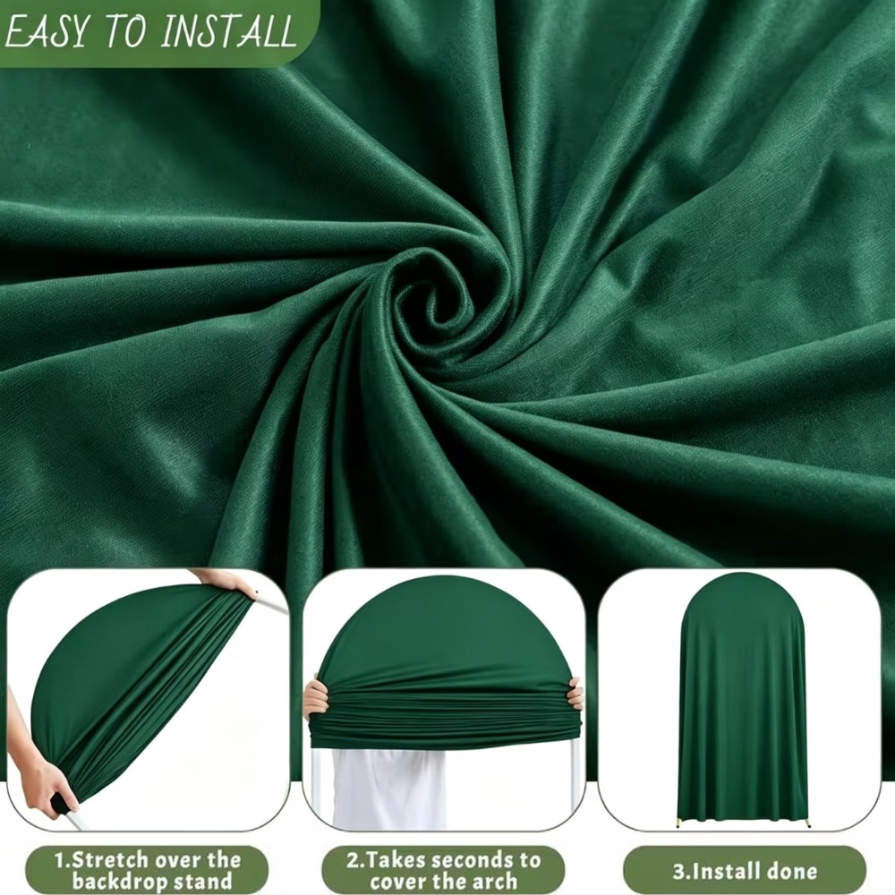 TEMU 1pc Dark Green Archway Background Cover, 3 Sizes , Handcraft Premium Fabric, Excellent Anti-wrinkle Effect, Reusable, Used For Wedding Arch