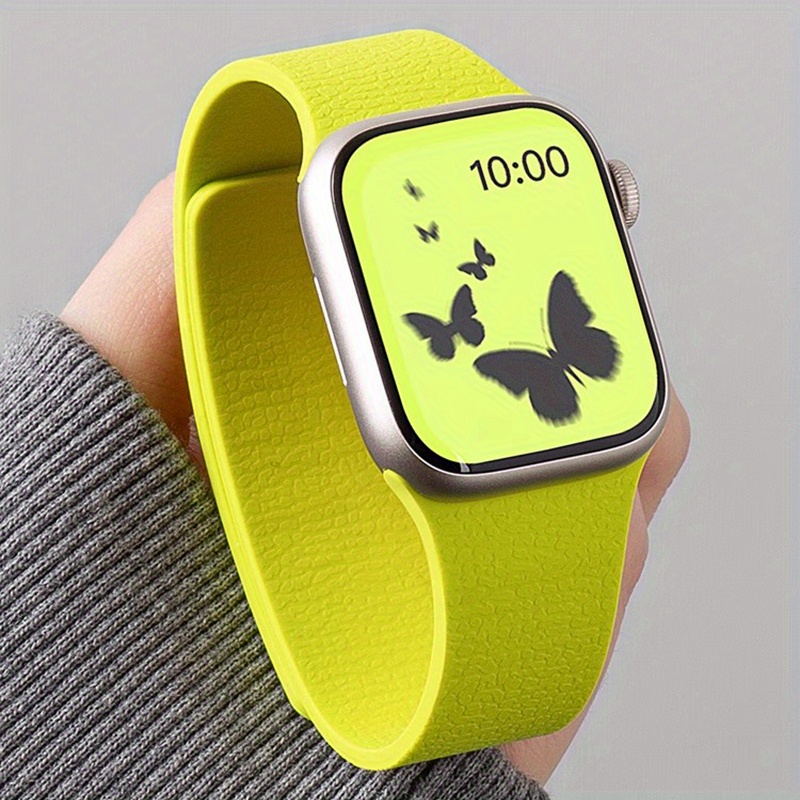 1pc iWatch Lychee Soft Magnetic Band, Suitable for Apple Watch 10/9/8/7/6/SE/5/4/3/2/1/Ultra 2, 49mm, 46mm, 45mm, 41mm, 44mm, 40mm, 42mm, 38mm. Wearable Tech Watch Strap, Smartwatch Accessory, Fashionable Wristband, Minimalist Watch Chain, Durable