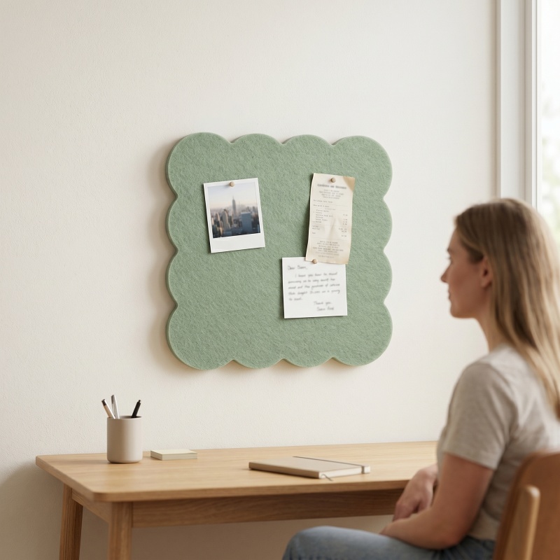 TEMU 1pc Cloud-shaped Felt Bulletin Board, 11.8*11.8in/15.75*15.75in, Wavy Cork Board Alternative, Self-adhesive Bulletin Board, Foldable Decorative