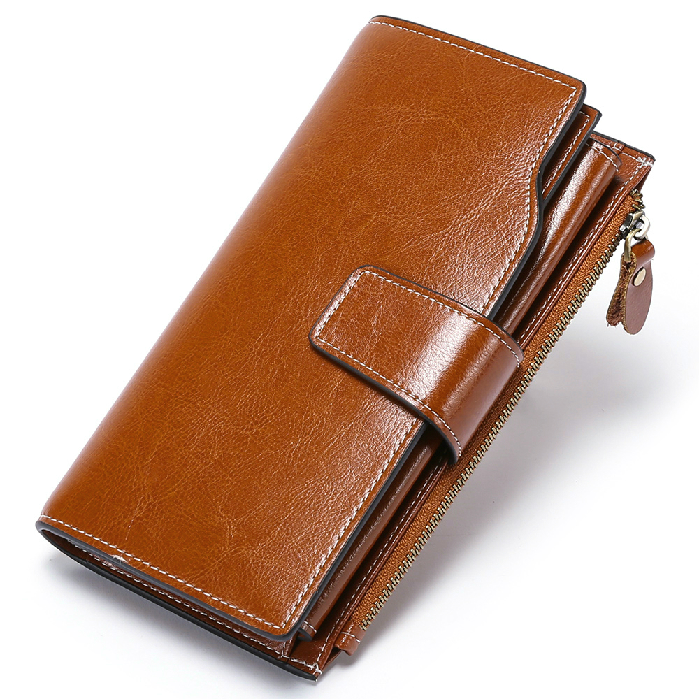 Image of Rfid Blocking Wallet For Women, Large Capacity Phone Wallet With Wrist Strap, Vegan Faux Leather Long Purse Holds 6.7'' Phone, 17+ Card Slots, Gift Box Included For Birthday Christmas