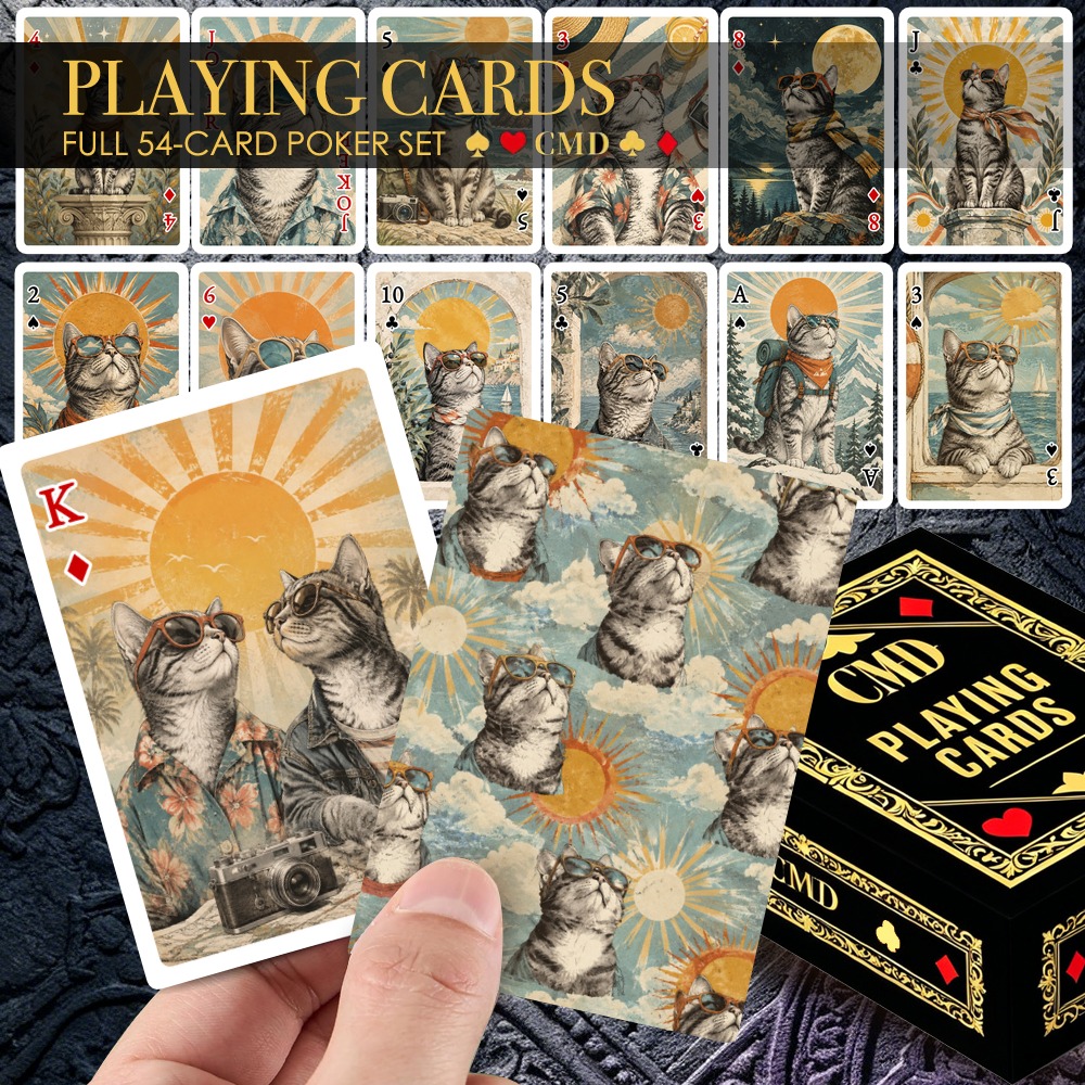CMD Cat-Themed Poker Deck & Collectible Card Box for Game Nights