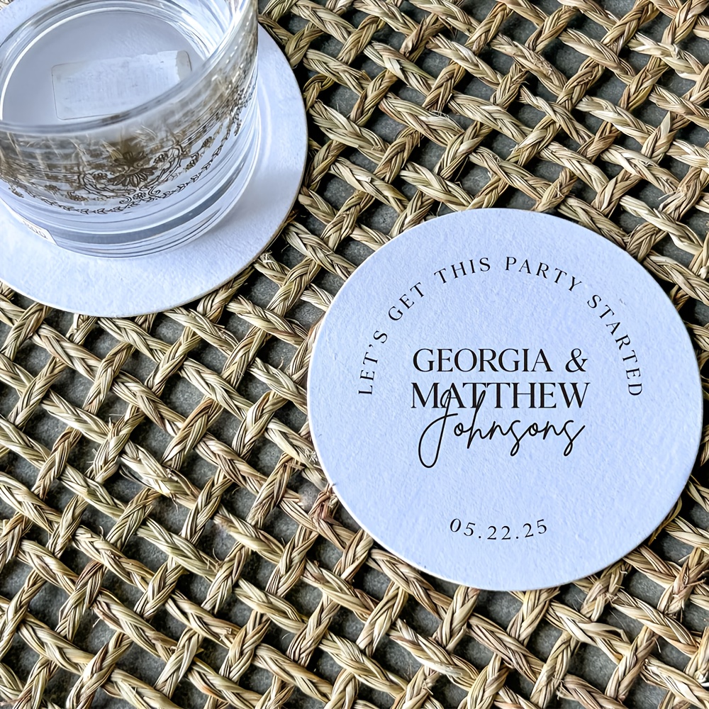 TEMU Custom Coasters, Available In Sizes 66, 99, 133, And 199, Personalized For Weddings, New Year Celebrations, Corporate Parties, Birthdays, And