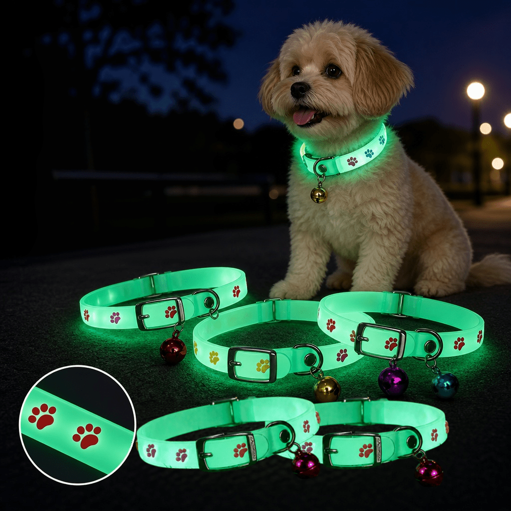 TEMU 5pcs Random Color Glowing Pet Collars, Cute -the-dark Pet Collars For Nighttime, Halloween Pet Collars - Glowing Collars With , Nighttime Safety
