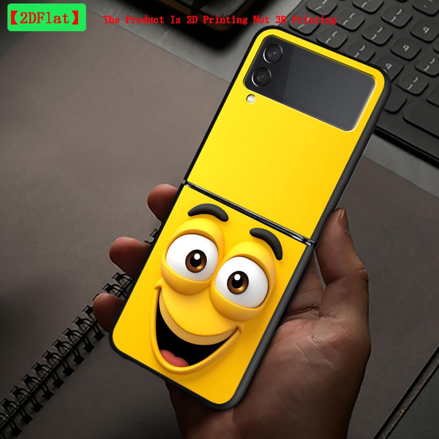 TEMU Phone Case: 2d Printing Is Not 3d Printing Case Suitable For For Galaxy Z Flip 8 Z Flip4 7 6 5 4 3 Z Fe Back Phone Cover Yellow Cartoon Face