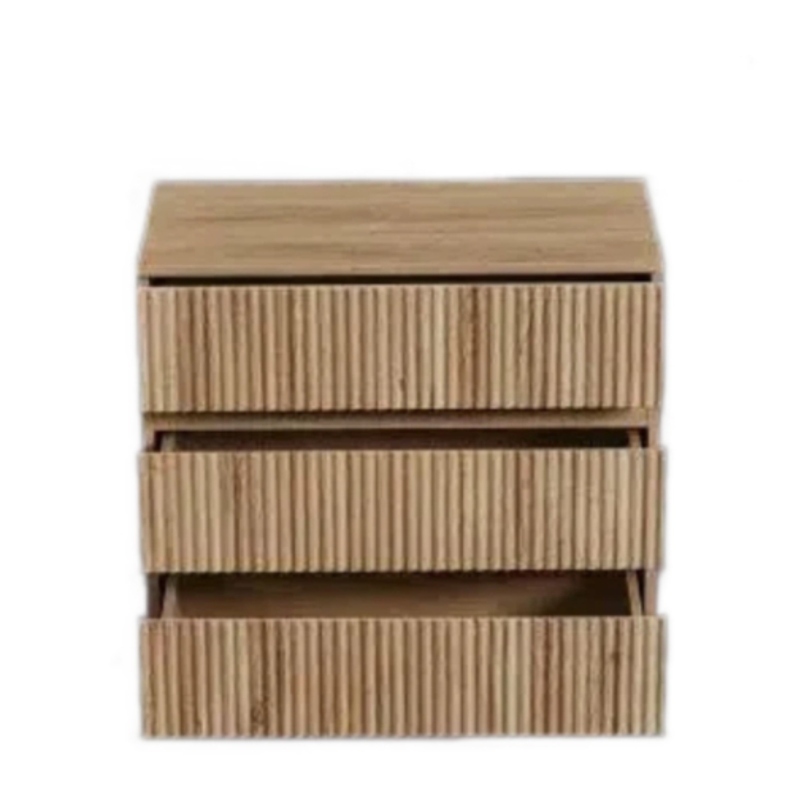 Image of 3-drawer Dresser With Slatted Design, Chest For Bedroom & Apartmen