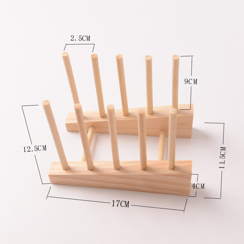 Massivholzschale und Geschirrabtropfgestell, einfaches Bücherregal und Becherhalter, Holztee-Kuchenständer, platzsparendes Aufbewahrungsregal für Küche und Studium. Details 1.