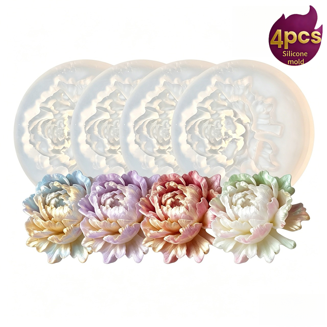 TEMU Set Stampi per Candele a Forma di Mini Peonia, Adatti per Artigianato Fai da Te��Stampi per Argilla e Cera, Utilizzabili per Creazione di