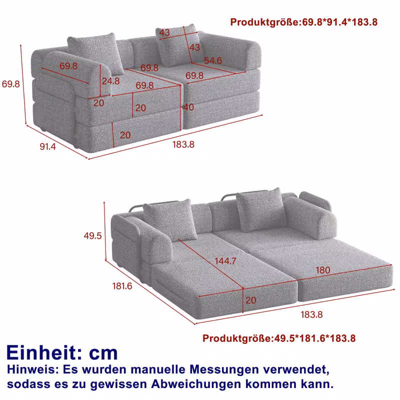 2 in 1 convertible sofa bed with 3 metal frame modern grey chenille fabric sleeper sofa space saving sleeper sofa bed with easy assembly sturdy metal frame soft backrest for small apartments dorms guest rooms no batteries electricity requi 5