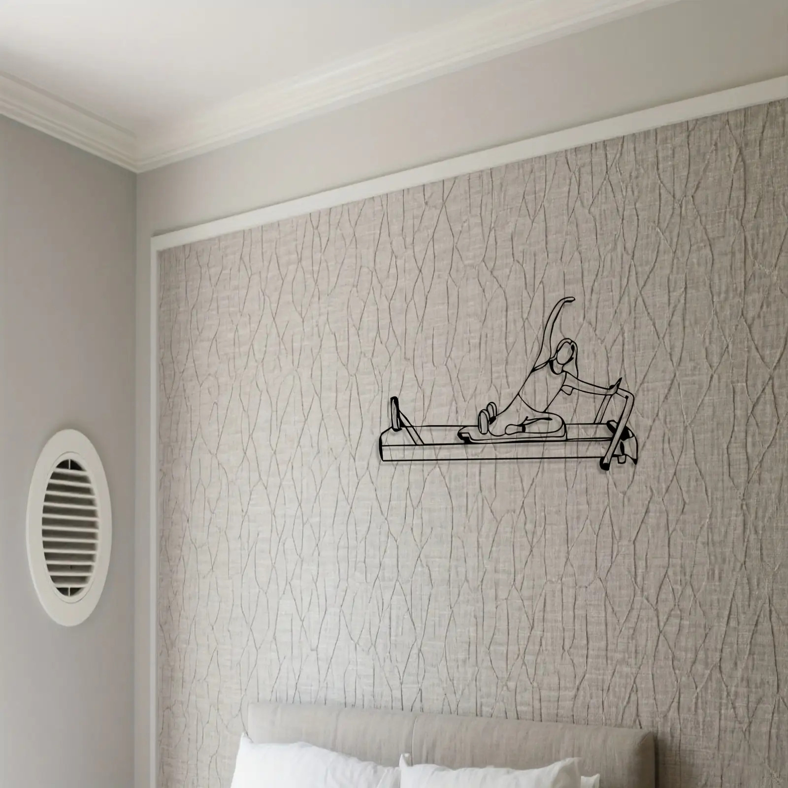 TEMU 1pc Of Wall Art Featuring Pilates Reformer Designs, From Minimalist Black Metal. This Rustic Decor Is Suitable For Bedrooms And Gyms , Requiring
