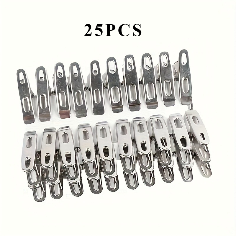 TEMU 25 pezzi Mollette da bucato in acciaio inossidabile per impieghi gravosi, Mollette da bucato antivento eccellenti, Mollette da bucato in metallo