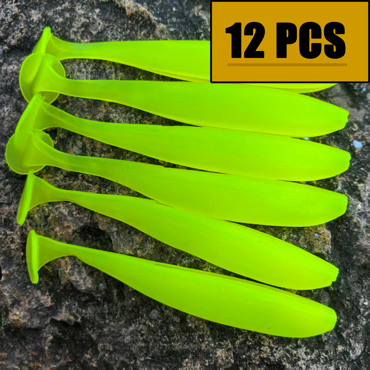 Temu A Set Of 12 Paddle Tail Swimbait Lures In 8 Different Colors, Measuring 4.72 Inches, Made Of Soft Plastic With Light- , Ideal For Freshwater And-image